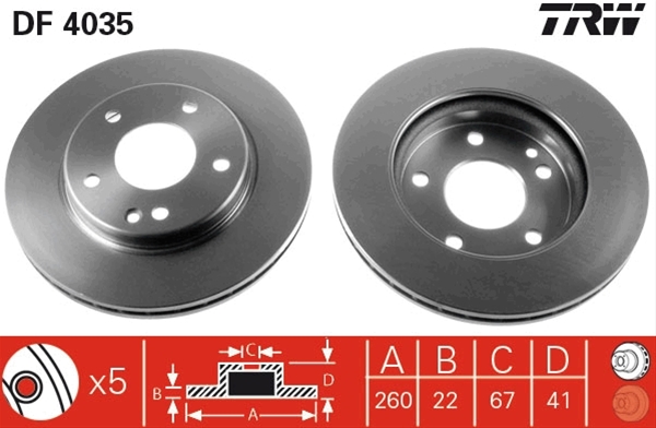 Disc frana TRW DF4035 A-CLASS (W168)