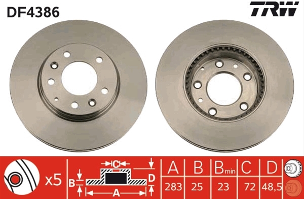 DISC FRANA (LIVRABIL NUMAI PERECHE) – TRW DF4386  MAZDA FATA