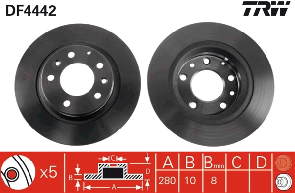 DISC FRANA (LIVRABIL NUMAI PERECHE) – TRW DF4442 SPATE MAZDA