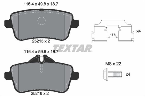 SET PLACUTE FRANA SPATE ,FRANA DISC TEXTAR 2521502 MERCEDES-BENZ