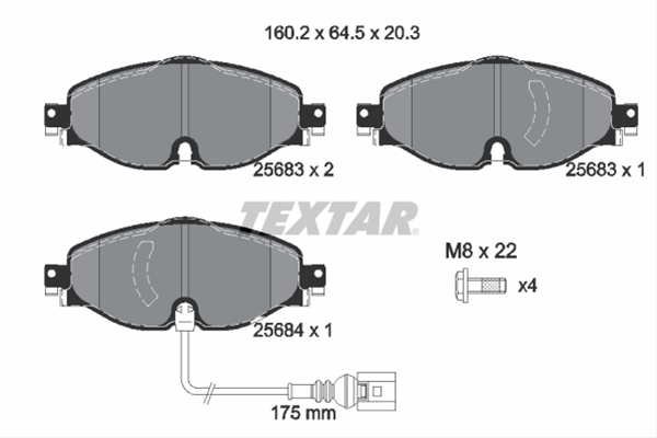 SET PLACUTE FRANA – TEXTAR  2568301  AUDI SEAT SKODA VW CUPRA