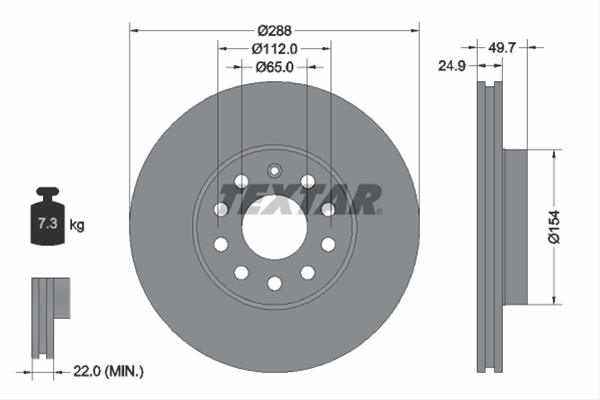 DISC FRANA (LIVRABIL NUMAI PERECHE) – TEXTAR  92120805TX  AUDI FORD SEAT SKODA VW CUPRA