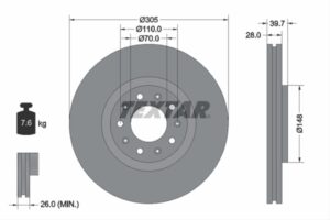 DISC FRANA FATA (LIVRABIL NUMAI PERECHE) - TEXTAR 92220803TX ALFA ROMEO