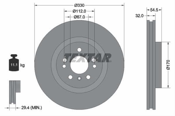 DISC FRANA FATA (LIVRABIL NUMAI PERECHE) – TEXTAR  PRO+ TEXTAR 92260405 MERCEDES-BENZ